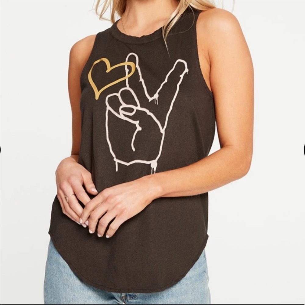 Chaser Peace and Love Tank Black Small